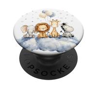 Cute Baby Jungle Animals Balloons Cloud Kids PopSockets Adhesive PopGrip