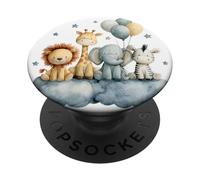 Cute Baby Jungle Animals Balloons Cloud Kids PopSockets Adhesive PopGrip