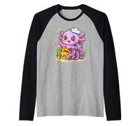 Cute Baby Kraken Sailor with Treasure Chest Kawaii Octopus Raglan Baseball Tee