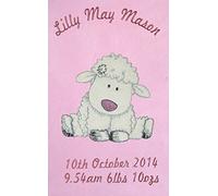 Cute Baby Lamb Personalised Applique Super Soft Fleece Blanket. (Baby Pink)