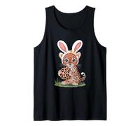 Cute Baby Leopard with Bunny with Ears Easter Egg Tank Top