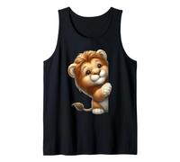 Cute Baby Lion Cub Peeking Cartoon Animal Tank Top