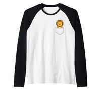 Cute Baby Lion Pocket Pal Funny Lion Cub Safari Animal Raglan Baseball Tee