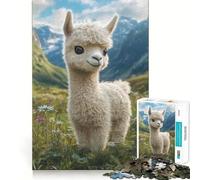 Cute Baby Llama in Meadow 1000 Piece Jigsaw Puzzles for Adults Jigsaw Creative Play High Def Print Real Challenge Birthday Art Gift (38x26cm)