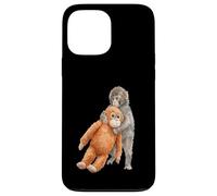 Cute Baby Macaque Monkey & Orangutan Stuffed Toy Watercolor Case for iPhone 13 Pro Max