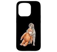 Cute Baby Macaque Monkey & Orangutan Stuffed Toy Watercolor Case for iPhone 15 Pro