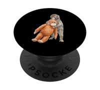 Cute Baby Macaque Monkey & Orangutan Stuffed Toy Watercolor PopSockets Adhesive PopGrip