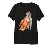 Cute Baby Macaque Monkey & Orangutan Stuffed Toy Watercolor Premium T-Shirt