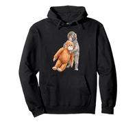 Cute Baby Macaque Monkey & Orangutan Stuffed Toy Watercolor Pullover Hoodie