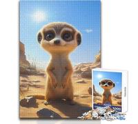 Cute Baby Meerkat in Desert 1000 Adult Pieces Jigsaw Puzzle Educational Fun Learning Activity Game Perfect Thoughtful Gift for Any Occasion Size 50x75cm