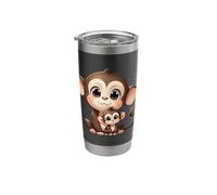 Cute Baby Monkey and Parent Primate Design Stainless Steel Insulated Tumbler