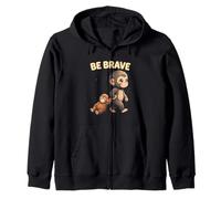 Cute Baby Monkey Be Brave Viral Meme Emotional Plush Zip Hoodie
