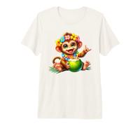 Cute Baby Monkey Hawaiian Vacation Coconut Drink Premium T-Shirt