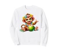 Cute Baby Monkey Hawaiian Vacation Coconut Drink Sweatshirt