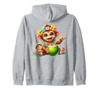 Cute Baby Monkey Hawaiian Vacation Coconut Drink Zip Hoodie