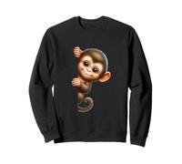 Cute Baby Monkey Peeking Jungle Animal Design Sweatshirt