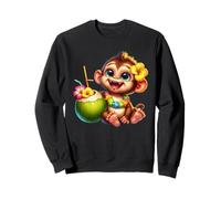 Cute Baby Monkey Tropical Coconut Drink Fun Sweatshirt
