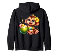Cute Baby Monkey Tropical Coconut Drink Fun Zip Hoodie