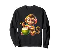 Cute Baby Monkey Tropical Coconut Drink Sweatshirt