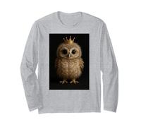 Cute Baby Owl with Tiny Crown Whimsical Forest Art Print Long Sleeve T-Shirt