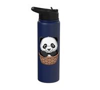 Cute Baby Panda Sitting in Cozy Basket Alone Stainless Steel Insulated Water Bottle