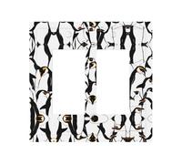 Cute Baby Penguins Sketch Durable and Stylish Wall Plate â€“ Full-Surface Print, Pc Material, Heat & Fade Resistant, Easy to Install