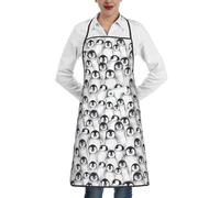 Cute Baby Penguins Sketch Print Apron, Apron With Pockets, Adjustable Bib Apron, Chef'S Apron, Bbq Apron, White, One Size, White, One Size
