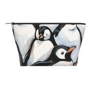 Cute Baby Penguins Sketch Print Makeup Bag Trapezoid Travel Cosmetic Organiser Stylish Storage for Beauty & Gifts for Women Girls