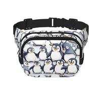 Cute Baby Penguins Sketch Print Waist Pack Square Waist Bag Workout Hiking Running Travel Gym Pretty Zipper Fashion