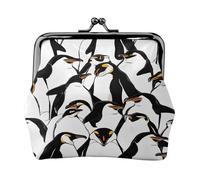 Cute Baby Penguins Sketch - Print Women's Compact Coin Purse with Lock Waterproof for Travel Gifts