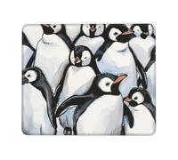 Cute Baby Penguins Sketch Printed Gaming Mouse Pad 12x10 Inches, Non-Slip Rubber Base Laptop Mousepad Desk Mat with Stitched Edges for Gamer, Office, Home