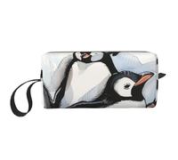 Cute Baby Penguins Sketch Printed Makeup Bag with Handle, Lightweight Portable Cosmetic Organiser for Travel, Gym & Daily Use – Gift for Women Girls