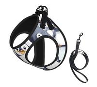 Cute Baby Penguins Sketch printing Dog Harness with Leash Set, Step-in Breathable Puppy Cat Dog Vest, No Pull Adjustable Puppy Harness