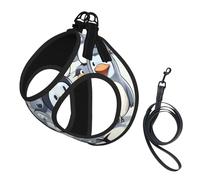 Cute Baby Penguins Sketch printing Dog Harness with Leash Set, Step-in Breathable Puppy Cat Dog Vest, No Pull Adjustable Puppy Harness