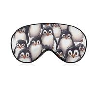 Cute Baby Penguins Sketch Sleep Mask for Women Men Side Sleeper Eye Cover with Adjustable Strap Soft Breathable Blackout Mask Slip-Free Deep Sleeping Travel Essentials