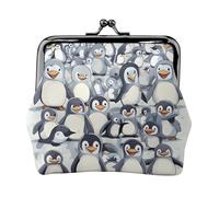 Cute Baby Penguins Sketch small wallets woman,wallets for women,coin purse for women,small womens wallet,with zipper and kiss lock, Black, One Size, Art Deco