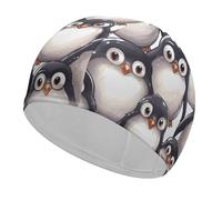 Cute Baby Penguins Sketch Swim Caps, High Elasticity Swim Cap for Women and Men Durable Waterproof Swim Hats Keep Hair Dry Perfect for Pool, Beach, Lap Swimming