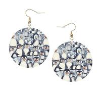 Cute Baby Penguins Sketch Trendy Leather Earrings For Women Dangle 1 Pair Lightweight Printed Piercing Earrings Jewelry Gifts For Women Girls