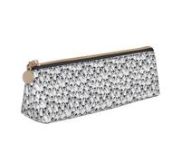 Cute Baby Penguins Sketch Triangle Leather Case Multi Functional Cosmetic Bag Portable Makeup and Stationery Storage Bag , White, One Size, Lightweight