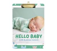 Cute Baby Picture Cartoon Castle Green Acrylic clipboard Vinyl Standard Letter A4 Size Plastic for Police Office Nurse Football Coaches Gold 12x9in Tabla para escribir