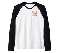 Cute Baby Piglet Pocket Pal Funny Pig Farm Animal Raglan Baseball Tee