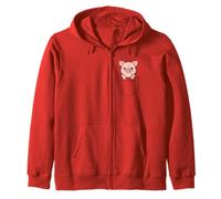 Cute Baby Piglet Pocket Pal Funny Pig Farm Animal Zip Hoodie