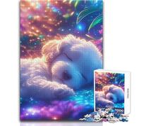 Cute Baby Poodle Sleeping 1000 Piece Jigsaws for Teenagers Logical Thinking Development Game Great Gift for Meaningful Moments Size 38x26cm