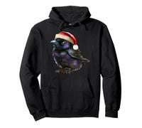 Cute Baby Raven Bird with Santa Hat Advent Christmas Pullover Hoodie