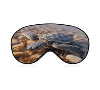 Cute Baby Sea Turtle Crawled on The Beach Sleeping Mask Sleep Mask for Side Sleeper Relaxing Zero Pressure Night Blindfold Light Block-Out Eye Mask for Sleep with Easy Adjustable Strap