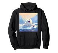 Cute Baby Seal Drinking Bubble Tea Arctic Ice Pullover Hoodie