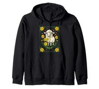 Cute Baby Sheep Surrounded By Yellow Daffodils Zip Hoodie