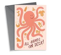 Cute Baby Shower Card - New Baby - Octopus - All Hands On Deck