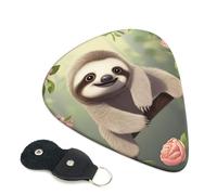 Cute Baby Sloth 6 Pack Guitar Picks With Holder, Personalized Guitar Plectrums Non-Slip Portable Ukulele Bass Picks 0.71mm For Acoustic Guitar Lovers Gifts