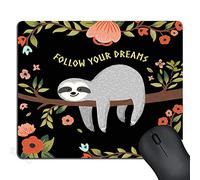Cute Baby Sloth Inspirational Quotes Gaming Mouse Pad, Follow Your Dreams Motivational Quote Mouse Pads Lovely Sloth On The Tree Mouse Pads